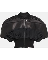 Rick Owens - Cropped Textured-leather, Cotton And Crepe De Chine Bomber Jacket - Lyst