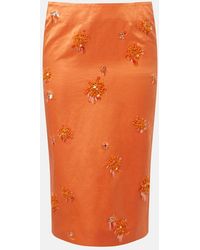 ShuShu/Tong - Embellished Linen And Silk Slip Skirt - Lyst