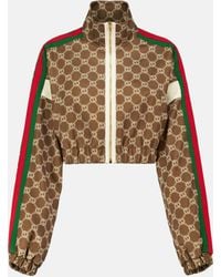 Gucci - Cropped Webbing-trimmed Printed Tech-jersey Track Jacket - Lyst