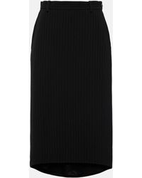 Balenciaga - Striped Wool Midi Skirt - Lyst