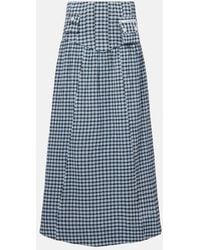 Ganni - Gingham High-Rise Cotton-Blend Maxi Skirt - Lyst