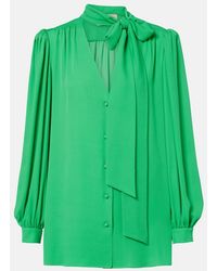 Valentino - Tie-Neck Silk Georgette Blouse - Lyst