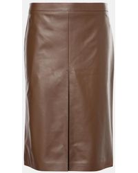 Tod's - Leather Pencil Midi Skirt - Lyst
