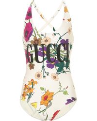 Gucci Maillot De Bain Une Pièce En Lycra Imprimé Logo - Multicolore