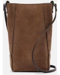 Brunello Cucinelli - Duo Mini Monili Suede Phone Pouch - Lyst