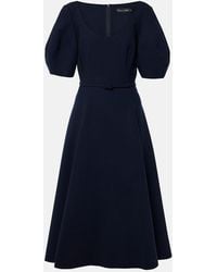 Oscar de la Renta - Puff-Sleeve Wool-Blend Midi Dress - Lyst