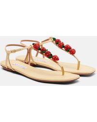 Aquazzura - Fragolina Raffia-Effect Thong Sandals - Lyst