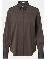 Brunello Cucinelli - Monili Cotton-Blend Poplin Blouse - Lyst