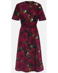Oscar de la Renta - Dahlia Cotton Poplin Midi Dress - Lyst