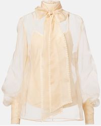 Zimmermann - Blusa De Organza De Seda Con Lazo - Lyst