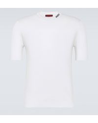 Gucci - T-shirt en soie et coton a logo - Lyst
