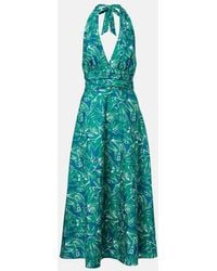 Max Mara - Printed Halterneck Cotton Midi Dress - Lyst