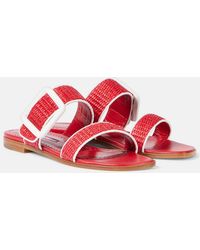 Manolo Blahnik - Tituba Leather-Trimmed Raffia Sandals - Lyst