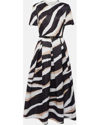 Elie Saab - Printed Silk-Blend Midi Dress - Lyst