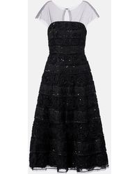 Carolina Herrera - Floral-Applique Sequined Gown - Lyst