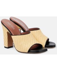 Paris Texas - Ava 100 Raffia And Leather Mules - Lyst
