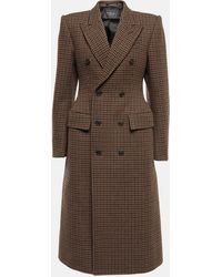 Balenciaga - Manteau en laine melangee a carreaux - Lyst