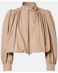 Chloé - Gathered Cropped Cotton Canvas Jacket - Lyst