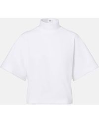 Alaïa - High-Neck Cotton Jersey T-Shirt - Lyst