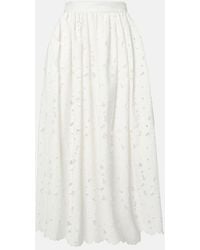 Erdem - Gathered Cotton-Blend Midi Skirt - Lyst