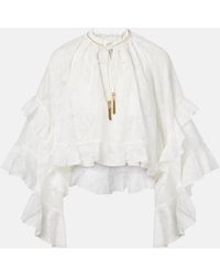 Zimmermann - Daylight Ruffled Cotton-Blend Blouse - Lyst