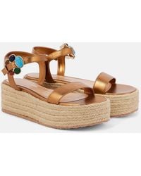 Gianvito Rossi - Metallic Leather Platform Espadrilles - Lyst