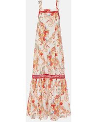 Etro - Vestido Largo De Algodon Y Seda Con Paisley - Lyst