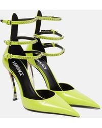 Versace - Spiked Pin Point Leather Pump - Lyst