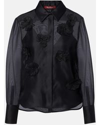 Max Mara - Agi Embellished Floral-Applique Silk Blouse - Lyst