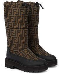 Fendi Ff Knee-high Snow Boots - Brown