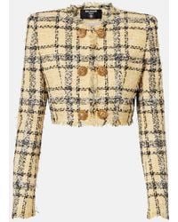 Balmain - Cropped Sequined Tweed Jacket - Lyst
