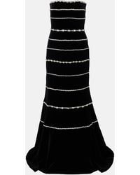 Costarellos - Shaula Crystal-Embellished Cotton Velvet Bustier Gown - Lyst