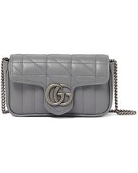 Gucci GG Marmont Super Mini Leather Shoulder Bag - Grey