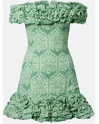 Agua Bendita - Jardin Ruffled Cotton-Blend Poplin Minidress - Lyst