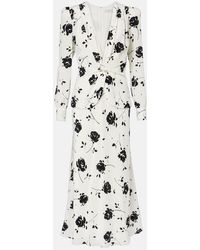 Alessandra Rich - Floral Silk Midi Dress - Lyst