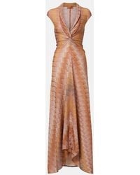 Missoni - Gathered Asymmetric Lame Maxi Dress - Lyst