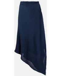 Victoria Beckham - Draped Knitted Cotton-Blend Midi Skirt - Lyst
