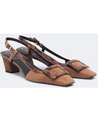 Roger Vivier - Belle Vivier Snake-Effect Suede Slingback Pumps - Lyst