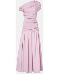 Self-Portrait - Asymmetric Draped Midi Dress - Lyst