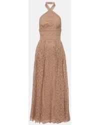 Elie Saab - Vestido Midi De Macrame Con Cuello Halter - Lyst