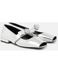 Versace - Mirrored Leather Ballet Flats - Lyst