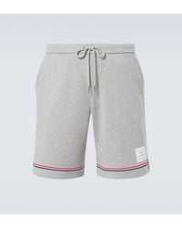 Thom Browne - Striped Mid-Rise Cotton Shorts - Lyst
