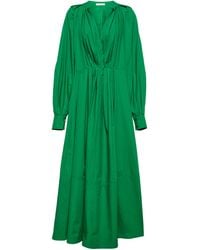 Co. Pleated Tton Poplin Maxi Dress - Green