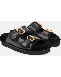 Chloé - Nil Shearling-Lined Leather Sandals - Lyst