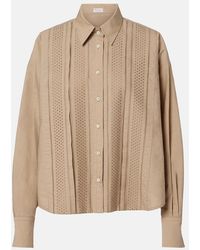 Brunello Cucinelli - Embroidered Cotton-Blend Shirt - Lyst