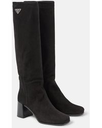 Prada - Bottes En Daim A Logo - Lyst