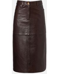 Max Mara - Leather Midi Skirt - Lyst
