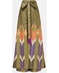Valentino - Printed Silk-Blend Wide-Leg Pants - Lyst