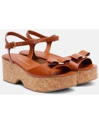 Ferragamo - Selna Leather Wedge Sandals - Lyst