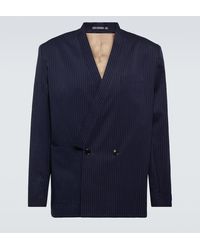 KENZO - Pinstripe Cotton And Linen Jacket - Lyst